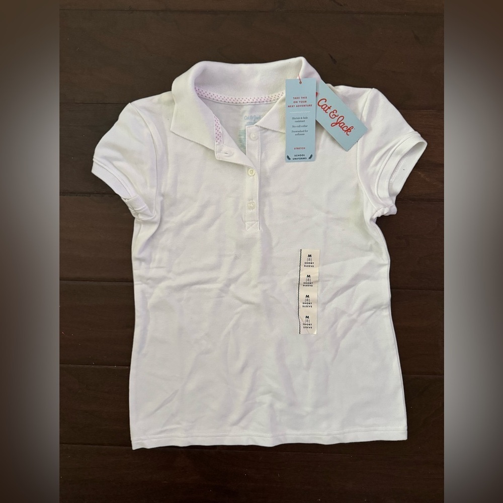 Cat & Jack Girls' Short Sleeve Uniform Polo Shirt in White